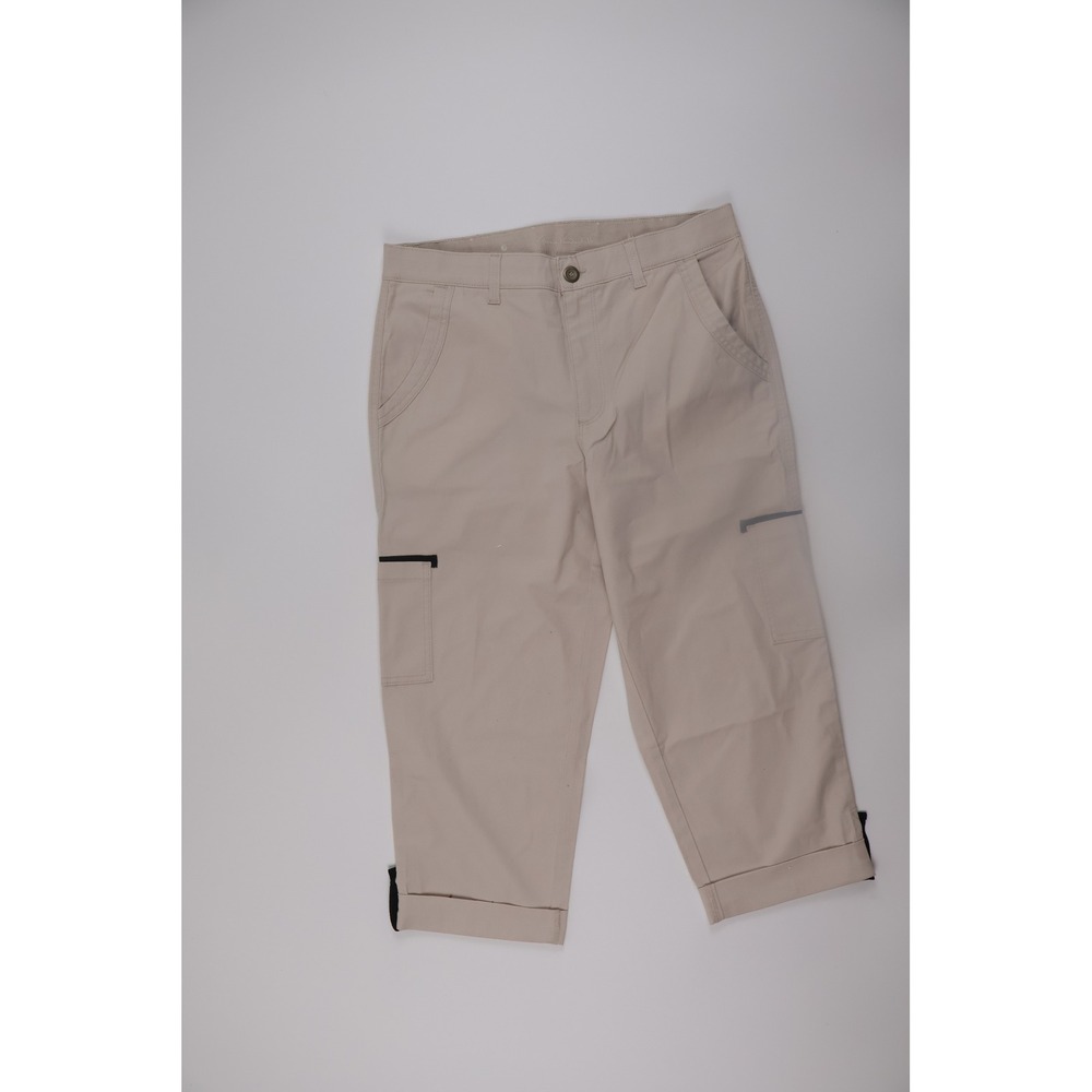 Gloria Vanderbilt Cargo Capri Pants 8 Beige Utility Outdoor Casual
